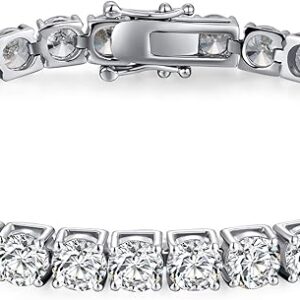 jiamiaoi 18k weißgold plattiert tennis armband damen armband 925 sterling silber armband mit funkelnden 5a+ zirkon diamant tennis armband silber für sie,mutter,freundin