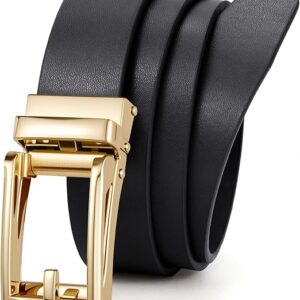 automatik ledergürtel damen ratschengürtel für jeans hosen kleider verstellbarer ohne löcher damen gürtel mit goldfarbener schnalle 30mm breite